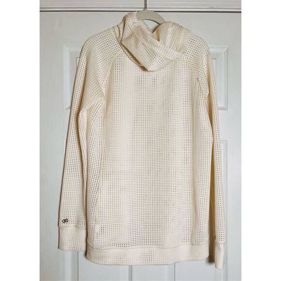 CALIA Limited Edition Perforated Fleuria Hooded Top Ivory Size Large Athletic - Picture 2 of 9